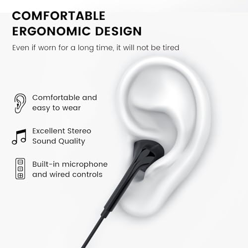 MOSWAG Wired Earbuds with Microphone, 3.5mm Jack in Ear Headphones with Microphone Suitable for Smartphones, Computers, Laptops, IPads, MP3 Players, Etc - color: Black, size: 3 pack