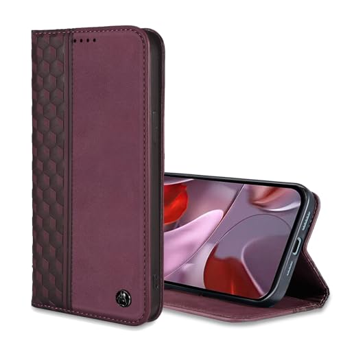Wallet Case for Google Pixel 9A 2025 6.3 Inch - PU Leather Flip Cover with Card Holder Slots, Strong Magnetic Folio Kickstand Phone Case, Wine Red - color: Wine Red, size: google pixel 9a 6.3"