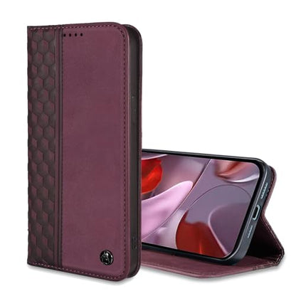 Wallet Case for Google Pixel 9A 2025 6.3 Inch - PU Leather Flip Cover with Card Holder Slots, Strong Magnetic Folio Kickstand Phone Case, Wine Red - color: Wine Red, size: google pixel 9a 6.3"