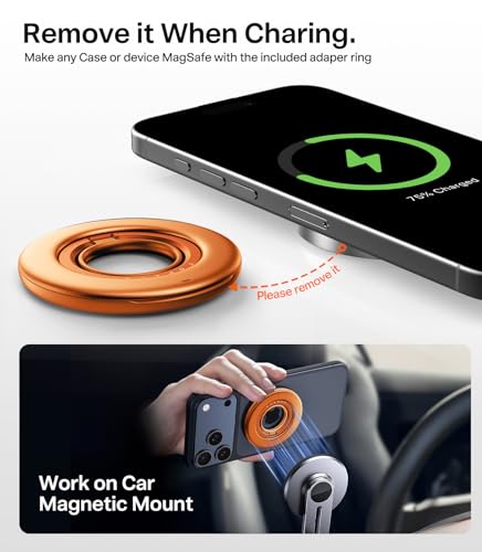 TORRAS 2025 Flagship 360 Magnetic Phone Grip Ring Holder Kickstand, Orange - color: Orange