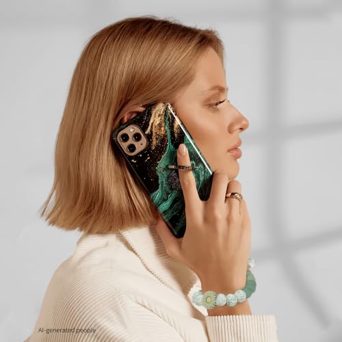 Silicone Beaded Phone Wrist Strap for Women, Elastic Wristlet - color: Green Daisy
