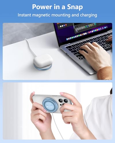 NANAMI Magnetic Wireless Charger Pad with 20W PD Adapter for iPhone - color: Blue