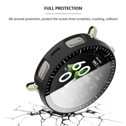 [2-Pack] Case with Tempered Glass Screen Protector Compatible with Amazfit Active 3 Premium, Bumper Full Coverage Protective Hard Dull-Polish PC Cases Face Cover for Amazfit Active 3 Premium