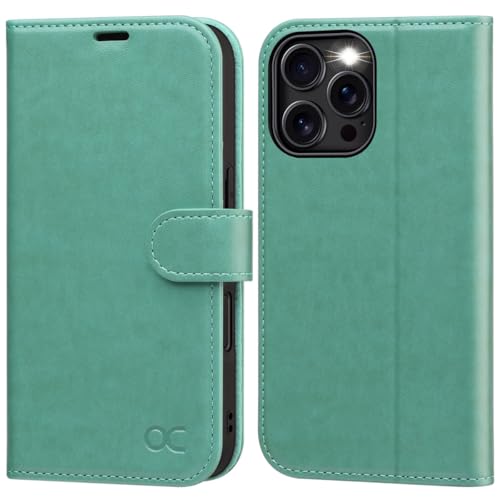 OCASE Compatible with iPhone 16 Pro Wallet Case, PU Leather Flip Folio Case with Card Holders RFID Blocking Kickstand [Shockproof TPU Inner Shell] Phone Cover 6.3 Inch 2024, Green - color: Green