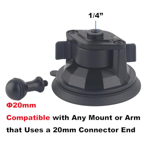 Heavy Duty 20mm Ball Mount Suction Cup, Windshield Suction Cup with Aluminum 20mm Ball for Bulletpoint Mounting Solutions