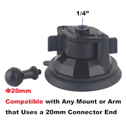Heavy Duty 20mm Ball Mount Suction Cup, Windshield Suction Cup with Aluminum 20mm Ball for Bulletpoint Mounting Solutions