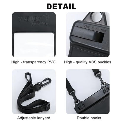 IPX8, 7.4Waterproof Phone Pouch, Universal Fit(iPhone 16 15 14 13 Plus Pro, 12 11 Pro, XR X 8 7 6S Plus SE, Galaxy S25 S24 S23 S20 Series Pixel, Lanyard Included (White) 1pack - color: White
