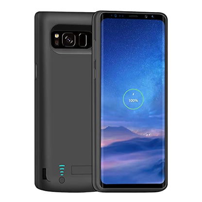 Battery Case for Samsung Galaxy S8, 5000mAh Rechargeable Extended Battery Charging Case with Kickstand Black