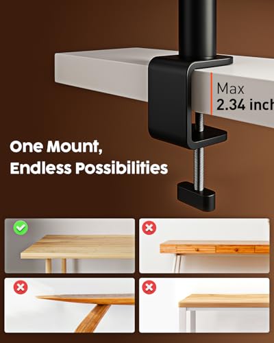 Vimose 10.2" Ring Light Overhead Phone Mount- Selfie Ring Light with Stand and Phone Holder, 360° Rotate Flexible Arm Clamp Desk Lamp for Photography