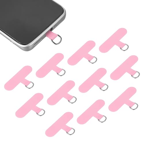 uxcell 12pcs Phone Tether Tab, Universal Phone Lanyard Patch T Shape Cell Phones Strap Replacement Part for Most Smartphone Cases, Light Pink - color: Light Pink