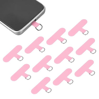 uxcell 12pcs Phone Tether Tab, Universal Phone Lanyard Patch T Shape Cell Phones Strap Replacement Part for Most Smartphone Cases, Light Pink - color: Light Pink