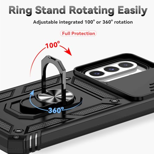 for Samsung Galaxy A17 / Galaxy A26 5G Case, with Slide Camera Cover HD Screen Protector [Military Grade Drop Tested] Ring Holder Kickstand Protective Phone Case for Samsung Galaxy A17, Black - color: Black w/ Slide Camera 2nd gen. Military Grade