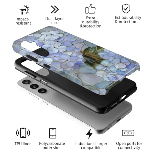 Compatible for Samsung Galaxy A37 5G Case,Double Layer Shockproof Protection Heavy Duty Phone Cover,Pastel Hydrangea - color: Pastel Hydrangea, size: A37