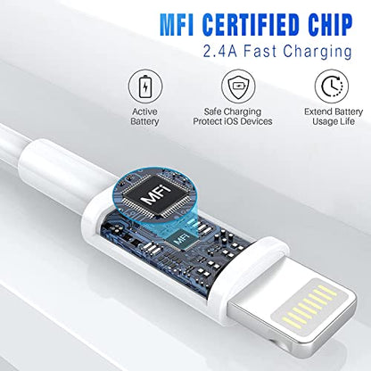 iPhone [Apple MFi Certified] Cord, 3 Pack 6FT USB-A to Lightning Cable - size: 6FT