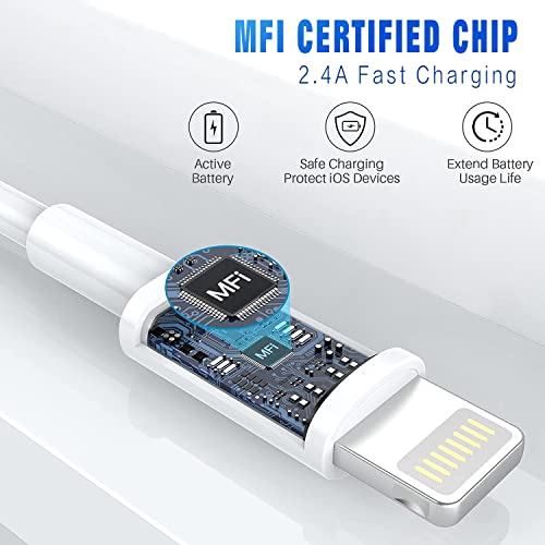 iPhone [Apple MFi Certified] Cord, 3 Pack 6FT USB-A to Lightning Cable - size: 6FT