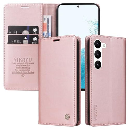 Compatible with Samsung Galaxy S23 Wallet Case PU Leather Flip Folio Case with Card Holder Magnetic Closure Shockproof Protective Phone Cover Rose Gold - color: Rose Gold, size: Samsung S23