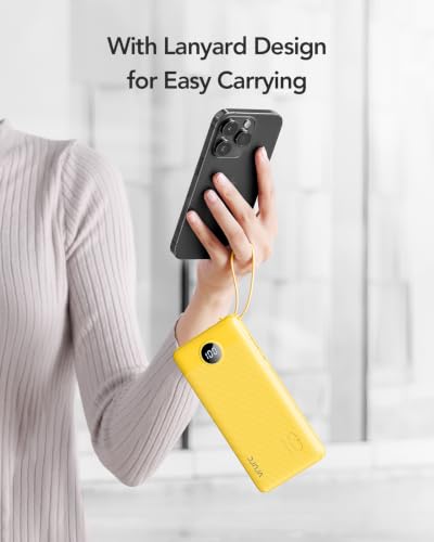 VRURC Portable Charger, Slim Power Bank Built-in 4 Cables, Travel Essential - color: Yellow