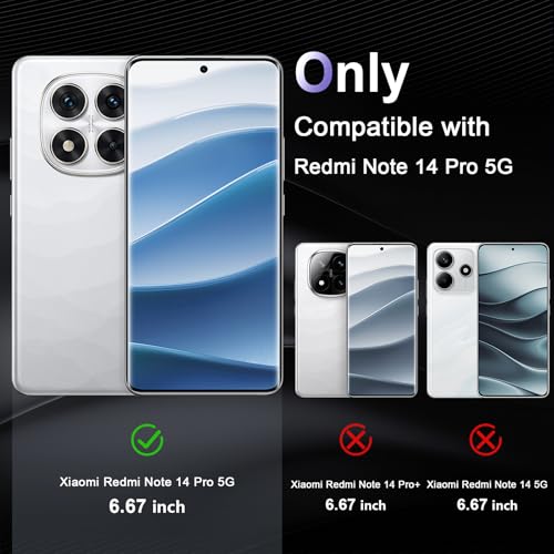 Case for Xiaomi Redmi Note 14 Pro 5G, Military Grade Drop Protection Clear Phone Case, Yellowing Resistant, Anti-Scratch Hard PC Back, Shockproof Hard Ultra-Thin Protective Cover, Transparent - size: Xiaomi Redmi Note 14 Pro 5G