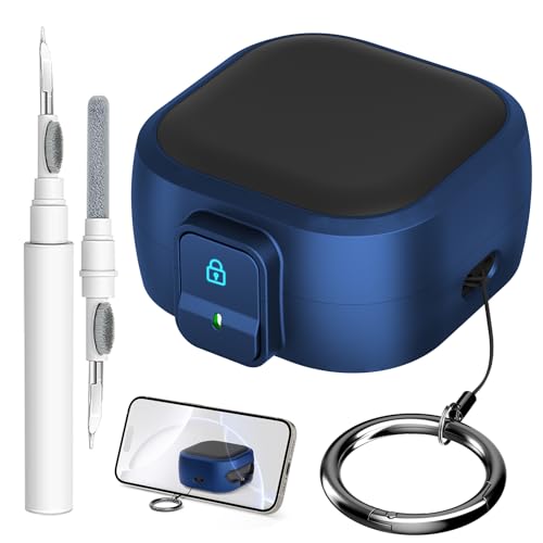 for Samsung Galaxy Buds 4 Pro/Buds 4 Case (2026) with Secure Safety Lock Clip,Shockproof Scratch-Resistant Hybrid PC+TPU Soft Shell Protective Cover Accessories with Carabiner&Cleaning Pen(Dark Blue) - color: Dark Blue Edge-Black