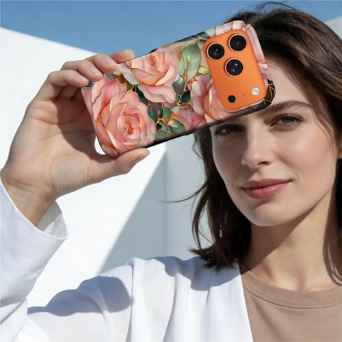 Case for iPhone 17 Pro Max | Anti-Slip Side Handle| Bold Protective Design | Compatible with MagSafe | Stained Glass Pink Flower | - color: Stained Glass Pink Flower, size: iPhone 17 Pro Max