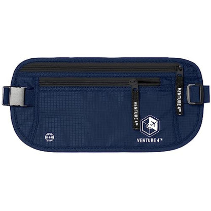 VENTURE 4TH Travel Money Belt, RFID Blocking Passport Holder - Navy Blue - color: Navy Blue