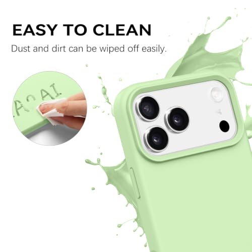 GUAGUA Compatible with iPhone 17 Pro Max Case 6.9 Inch Liquid Silicone Soft Rubber Slim Thin Microfiber Lining Cushion Texture Cover Shockproof Protective Phone Case for iPhone 17 Pro Max,Matcha Green - color: Matcha Green, size: iPhone 17 Pro Max