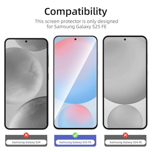 NEW'C 3 Pack Designed for Samsung Galaxy S25 FE Screen Protector,Tempered Glass,Case Friendly Scratch-proof, Bubble Free, Ultra Resistant - size: S25 FE 6.7 inches