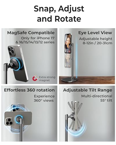 COOPER MagStand Magnetic Phone Stand for Desk, MagSafe Tripod, iPhone 17 - color: x1 Pack - Night Black