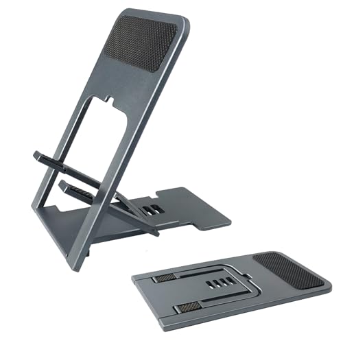 POQOD Ultrathin Cell Phone Stand for Desk, Foldable Phone Stand - color: Grey-Ultrathin