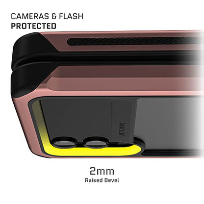 Ghostek Atomic Slim Galaxy Z Flip 4 Case - Clear Back with Pink Aluminum Metal Bumper, Shockproof & Dual-Layer Protective Phone Case, Phone Cover Designed for 2022 Samsung Z Flip 4 5G (6.7") (Pink) - color: Pink, size: Galaxy Z Flip 4