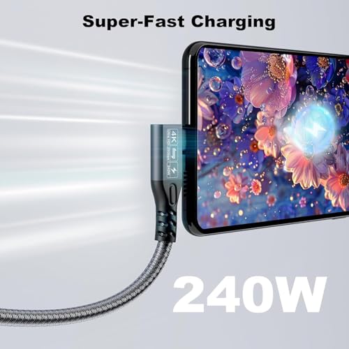 Long USB C 3.2 Cable Gen-2 240W Charging Extension 5m 16.5ft - size: 5 m, style: usb 3.2 Elbow
