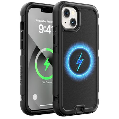 Follaroma for iPhone 13 Case, Heavy Duty Magnetic Cases, Black, 6.1" | Compatible with MagSafe, Heavy Duty Shock proof,Military-Grade Anti-Drop Protective,Dual Layer Magnetic Protection Phone Case - color: Black