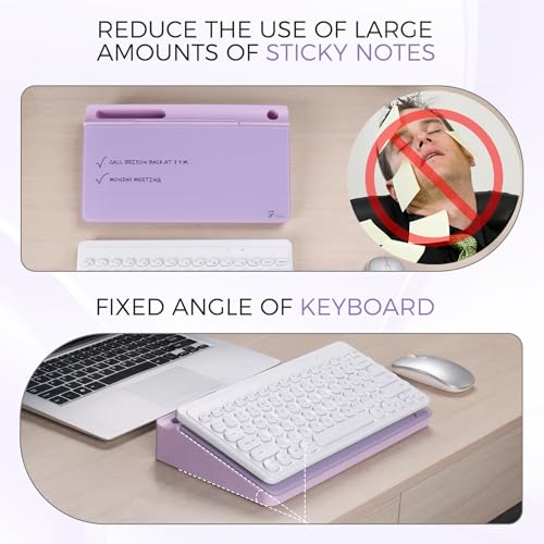 TOWON Compact Glass Desktop Whiteboard with Storage 12x7 in, Lavender - color: Purple