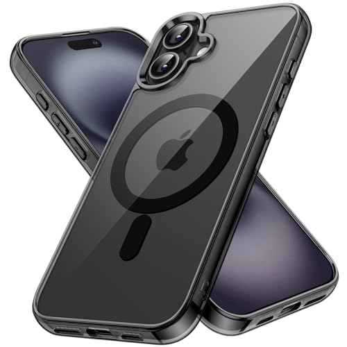 JETech Magnetic Case for iPhone 16 Plus 6.7-Inch Compatible with MagSafe, Shockproof Phone Bumper Cover, Anti-Scratch Clear Back (Black) - color: Black, size: iPhone 16 Plus
