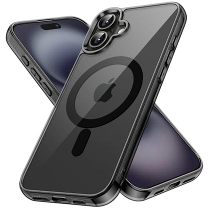 JETech Magnetic Case for iPhone 16 Plus 6.7-Inch Compatible with MagSafe, Shockproof Phone Bumper Cover, Anti-Scratch Clear Back (Black) - color: Black, size: iPhone 16 Plus