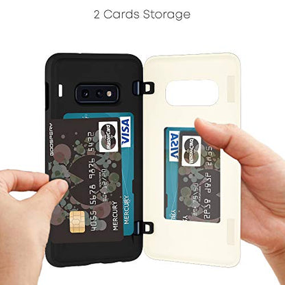 GOOSPERY Magnetic Door Bumper Compatible with Galaxy S10e, Card Holder Wallet Case Easy Magnet Auto Closing Protective Dual Layer Sturdy Phone Back Cover - White - color: White, size: Galaxy S10E