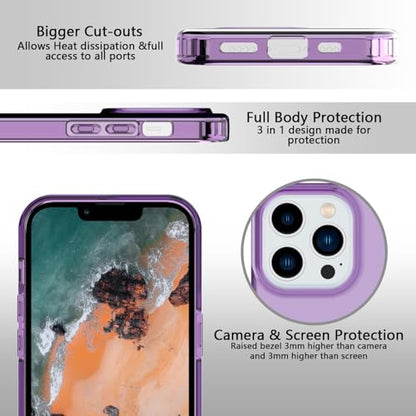 Phone Case for iPhone 14 Pro Clear, [Crystal Clear][Non-Yellowing] Slim Shockproof Reinforced Drop Protective Flexible TPU Back Cover Phone Case for iPhone 14 Pro Protective Case(Purple) - color: Purple