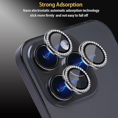 Camera Lens Protector for iPhone 15 Pro/15 Pro Max, Diamond Black - color: Diamond Black