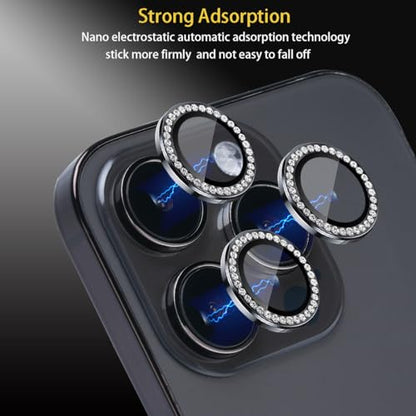 Camera Lens Protector for iPhone 15 Pro/15 Pro Max, Diamond Black - color: Diamond Black