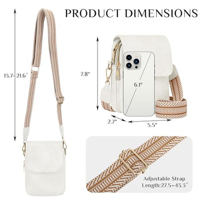 Fashion Small Crossbody Bags for Women Trendy Designer Cell Phone Purses | Adjustable Straps,with Card Holder,Detachable Wristlet Strap,small Cross Body Bag for Woman,Mini Bags,Travel Purse,Work,Gym - color: White