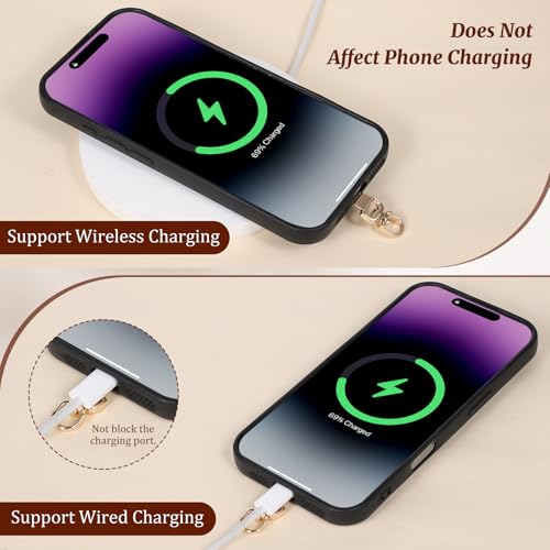 Vin Beauty 4 PCS Phone Tether Tab, 360° Rotatable Cell Phone Lanyard Patch Ultra-Thin Universal Stainless Steel Phone Lanyard Tab Metal Replacement Patch for Cell Phone and Most Smartphones