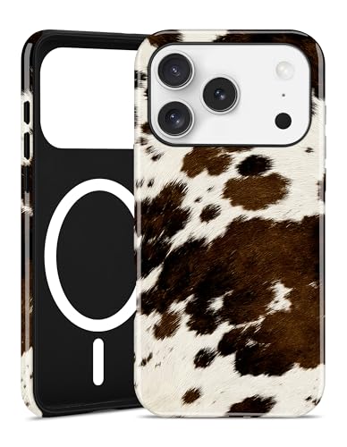 Jusy Magnetic Brown Animal Phone Case for iPhone 17 Pro Max,Cow | Compatible with MagSafe, Cute Aesthetic Cow Design, TPU and PC Protective Shockproof Cover - color: Cow