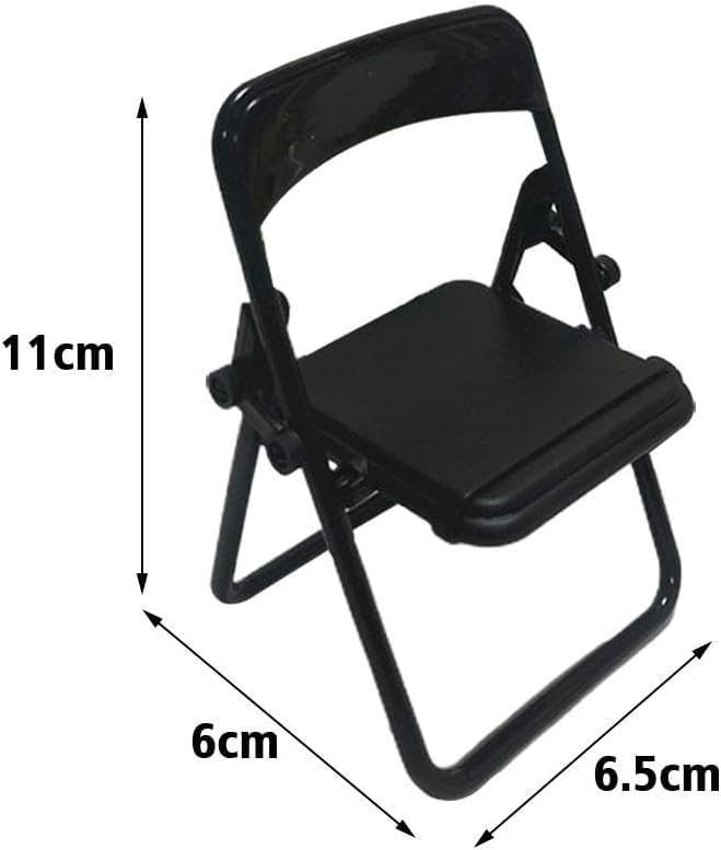 Jowxsx 2 Pcs Black Folding Chair Phone Stand,Folding Chair Phone Holder,Mini Folding Chair Cell Phone Stand Holder,Foldable Chair Shape Universal Mobile Multi-Angle Cradle for Desk, Cell Phone Stands