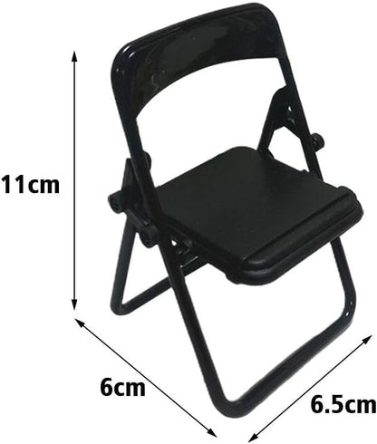 Jowxsx 2 Pcs Black Folding Chair Phone Stand,Folding Chair Phone Holder,Mini Folding Chair Cell Phone Stand Holder,Foldable Chair Shape Universal Mobile Multi-Angle Cradle for Desk, Cell Phone Stands