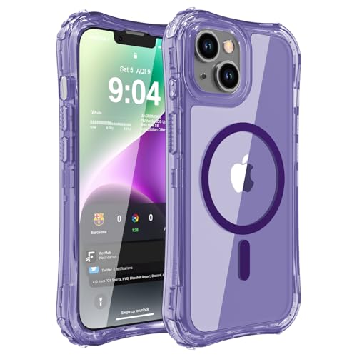 WRJ Magnetic Clear for iPhone 13 Case,iPhone 14 Case,[Compatible with MagSafe][Military Grade Drop Protection] Transparent Full Body Shockproof Protective Phone Case-Violet - color: Violet, style: Transparent