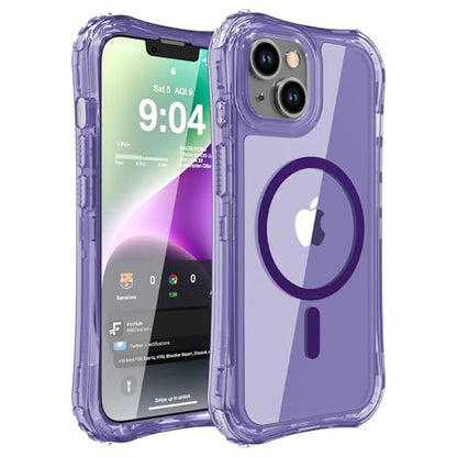 WRJ Magnetic Clear for iPhone 13 Case,iPhone 14 Case,[Compatible with MagSafe][Military Grade Drop Protection] Transparent Full Body Shockproof Protective Phone Case-Violet - color: Violet, style: Transparent
