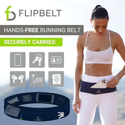 FlipBelt Zipper Running Belt, Waist Pack for Fitness and Running, US Company - color: Midnight Blue, size: X-Small