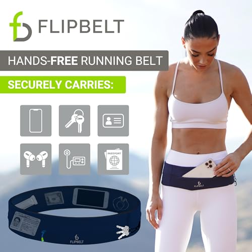 FlipBelt Zipper Running Belt, Waist Pack for Fitness and Running, US Company - color: Midnight Blue, size: Small