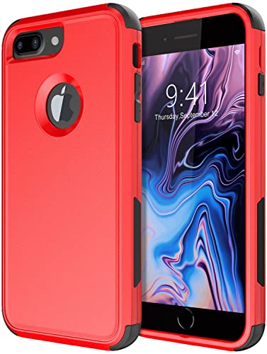Diverbox for iPhone 8 Plus Case, iPhone 7 Plus Case [Shockproof] [Dropproof] [Dust-Proof],Heavy Duty Protection Phone Case Cover for Apple iPhone 8 Plus & 7 Plus (Red) - color: Red