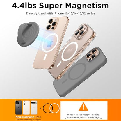 Magnetic Phone Grip for MagSafe, Silicone Ring Grip, Gray - color: Gray